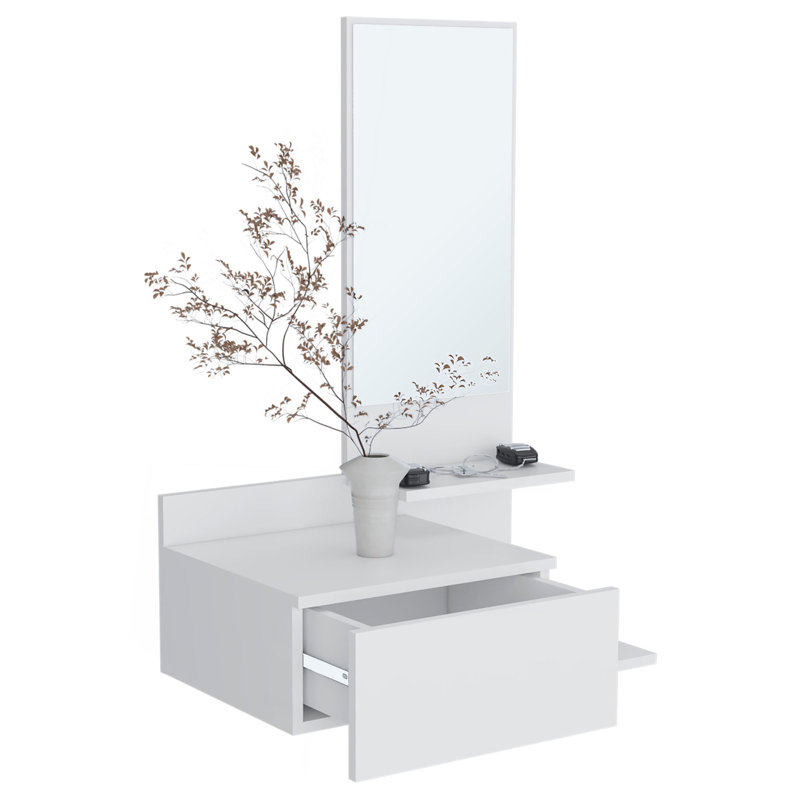 Console à miroir 3 tiroirs Vienna, Blanc