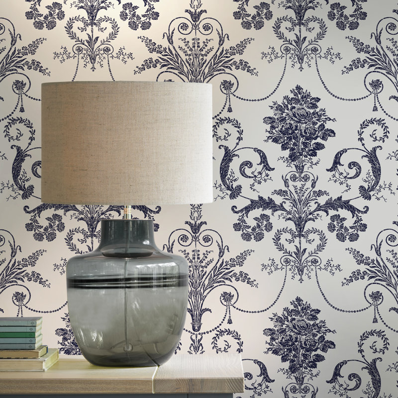 Laura Ashley Josette Wallpaper Roll, Off White/Midnight