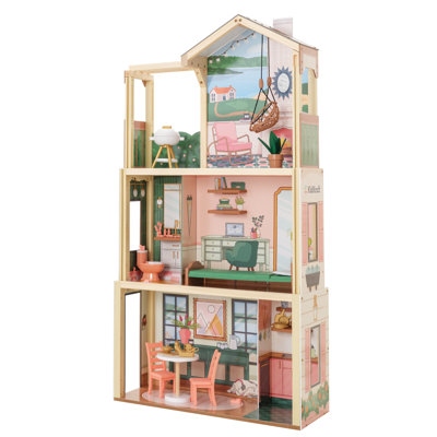 Maison de poupée en bois avec 50 accessoires Click & Play