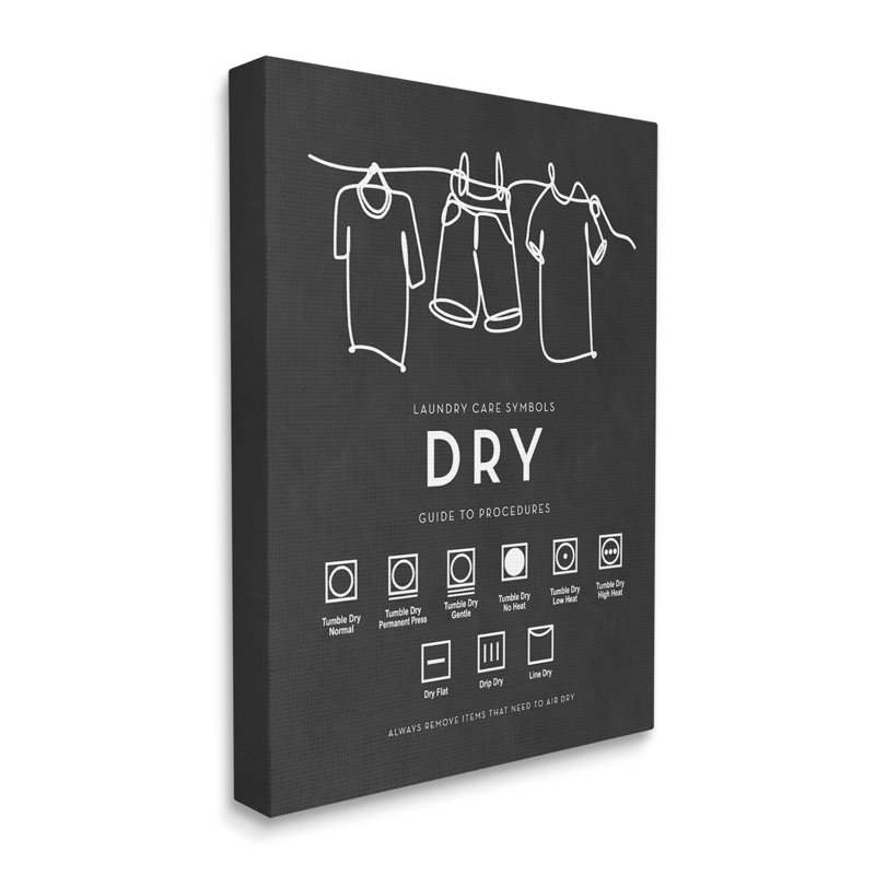 " Drying Procedure Guide Helpful Laundry Symbol Chart " Graphic Art Print, 48" H x 36" W x 1.5" D