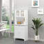 Élégant buffet avec huche, armoire de rangement pour garde-manger avec porte en verre encadrée et espace pour micro-ondes-1461356422