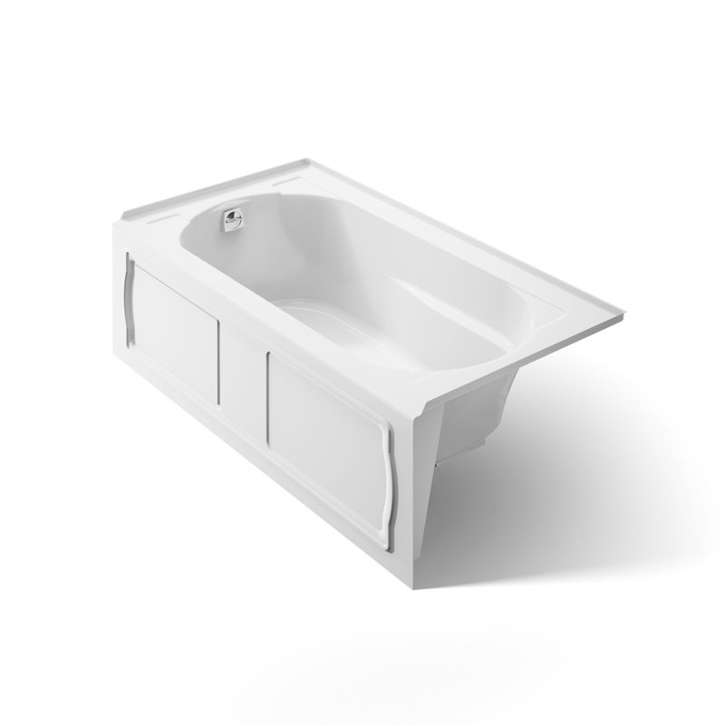 Devonshire 60" x 32" Alcove Soaking Acrylic Bathtub, White, Left
