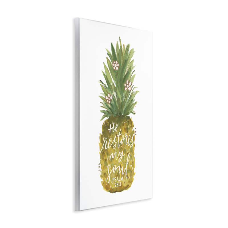 Art mural «Restores My Soul Pineapple» par Blue Chair Blessing, H 19 po x l 13 po