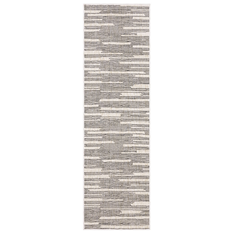 Harlow Etched Stripes Black/ Beige Area Rug, Rectangle 7'10" x 10'