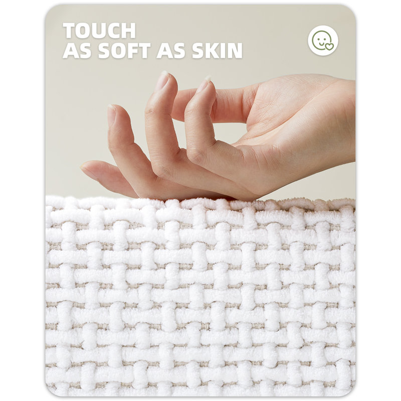 Bairoil Non-Slip Chenille Bath Rug, Single - 16" W x 23.5" L, White