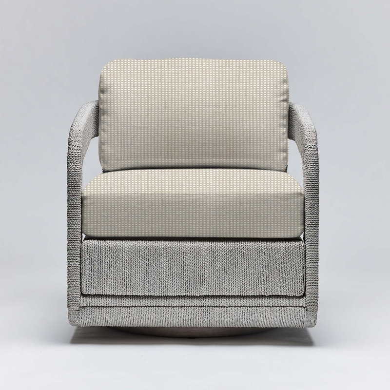 Fauteuil pivotant en cuir 27,5 po Harbour, Céruse grise, Similicuir Paille