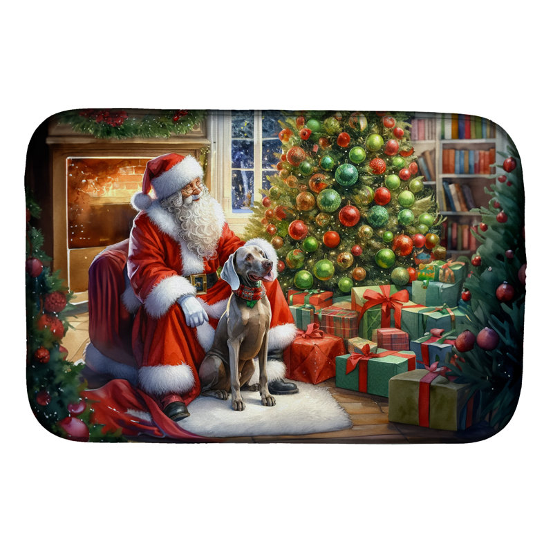 Weimaraner and Santa Claus Dish Drying Mat