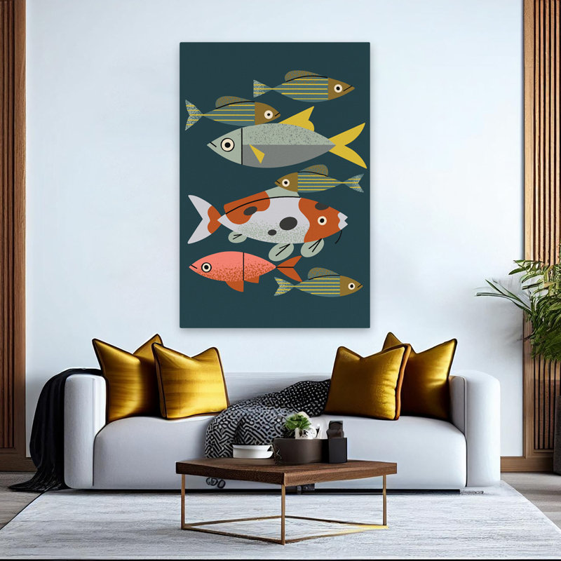 Pond Fishes - Animals Wildlife Fish Patterns Art, 60" H x 40" W