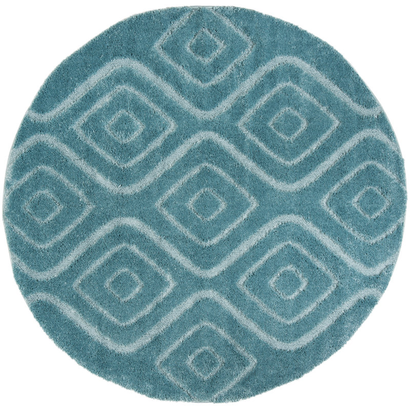 Ashburnham Olympia Shag Performance Geometric Rug, Round 6'7"