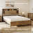 Wood Bed Frame with Storage Headboard, LED Platform Beds with Charging Station, No Box Spring Needed-128948067