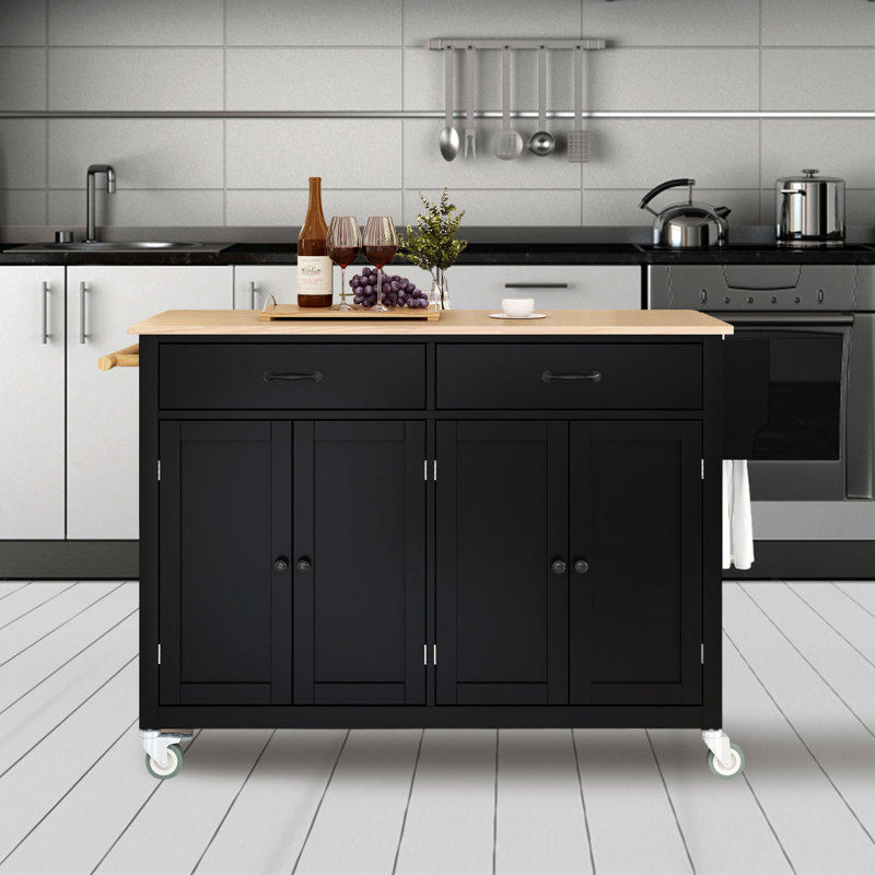 Ayyan Wood Kitchen Cart, Black