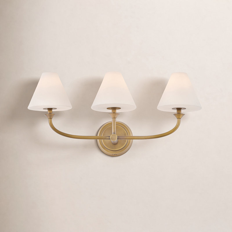 Greta 3 Light Opal Glass Vanity Light by Hinkley, Gold