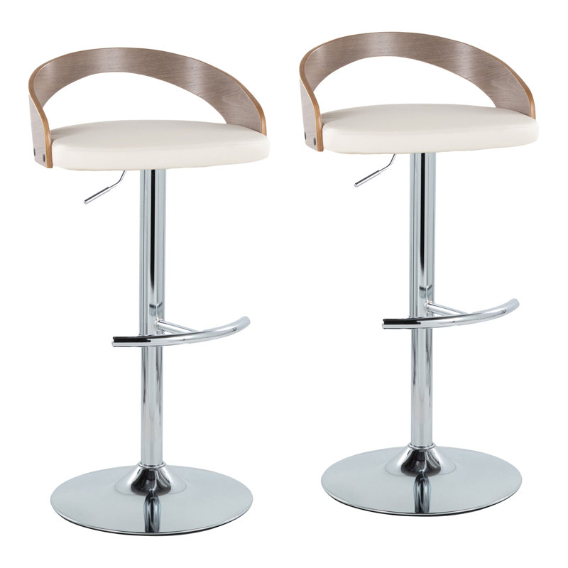 Tabouret de bar réglable, Noir, Siège blanc / cadre gris clair, 2
