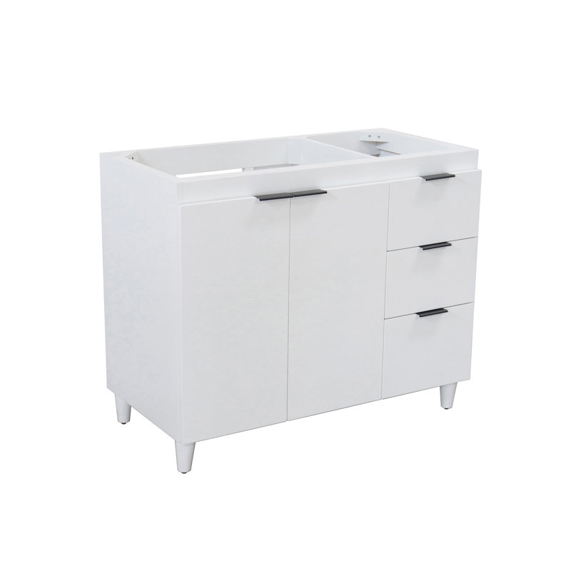 White Solid Wood Single Sink Bathroom Vanity Cabinet