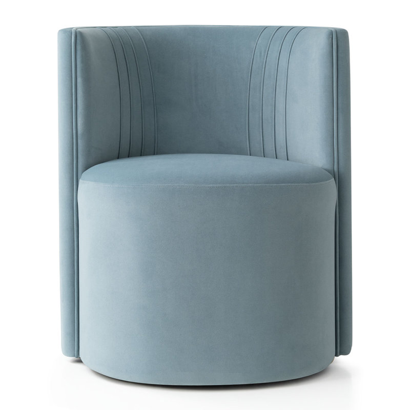 Fauteuil en velours avec roulettes, Bleu clair
