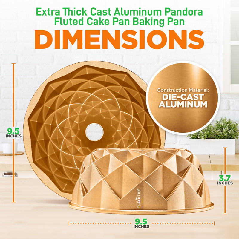 NutriChef Aluminum Non-Stick Round Fluted Cake Pan