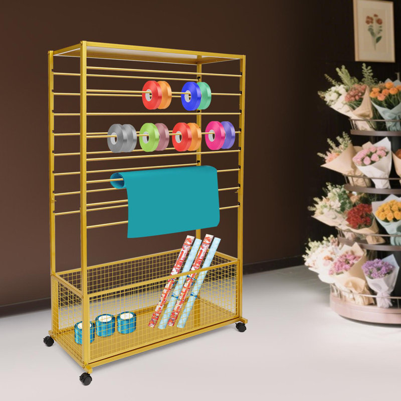 Support de rangement pour papier sur pied à 16 niveaux, H 59,06 po x l 39,37 po x P 12,6 po, Doré