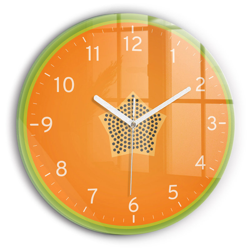 Glass Wall Clock, Orange/White