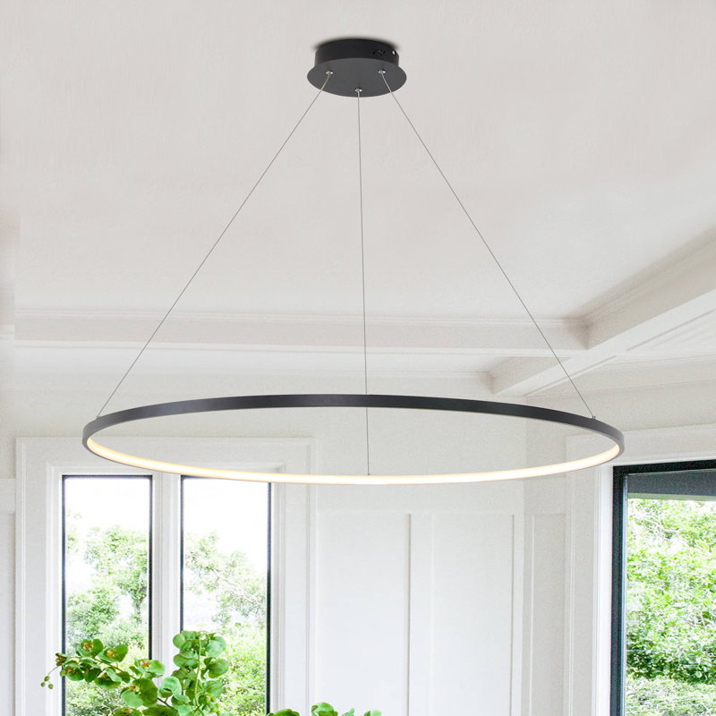 Luminaire suspendu simple à DEL Eliades, Noir, H 78,7 po x l 39,4 po x P 39,4 po