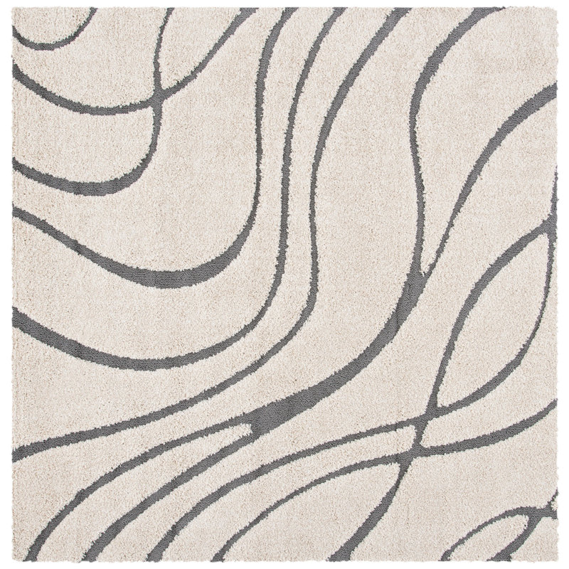 Tapis crème / gris Ashal, Carré 5 pi