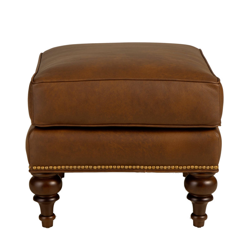 Tandre Upholstered Ottoman, Tobacco Genuine Leather