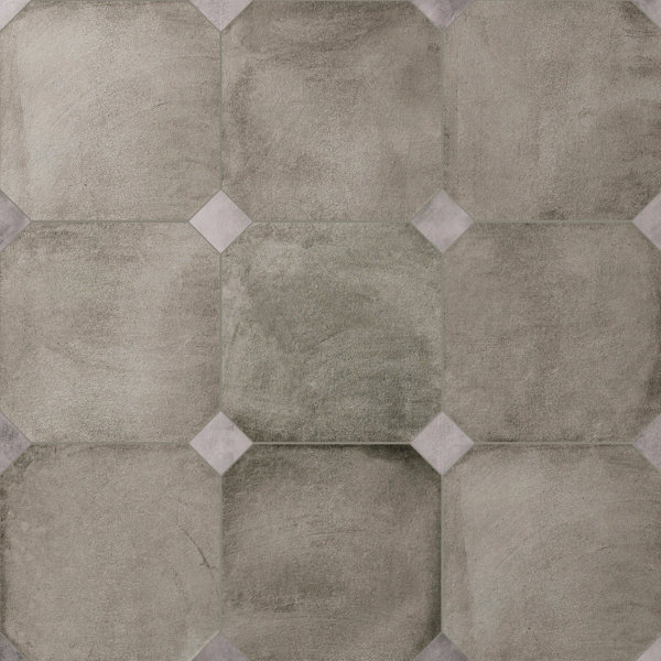 Laverton Octagon Grafito W/Taco 7-7/8 In. X 7-7/8 In. Porcelain Floor And Wall Tile