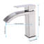 Robinet de lavabo de salle de bain avec sortie cascade, poignée simple, bonde escamotable pour trop-plein, nickel brossé, débit doux et acier inoxydable, débit d'eau, pas de difficulté d'installation-123114805