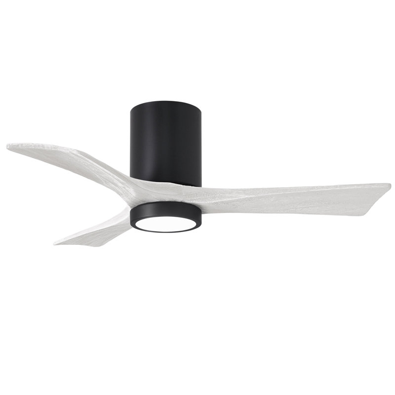 Olivier à 3 pales DEL standard avec ventilateur de plafond et ensemble d'éclairage inclus, Noir mat, Blanc mat, 42"