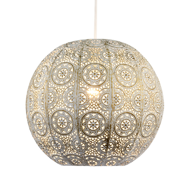 Spherical Vintage Moroccan Pendant Lamp Shade By, Cream