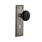 New York Plate with Decorative Keyhole and Black Porcelain Door Knob