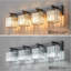 Luminaire de meuble-lavabo moderne en cristal noir avec cristaux K9 transparents et finition en métal résistant à la corrosion