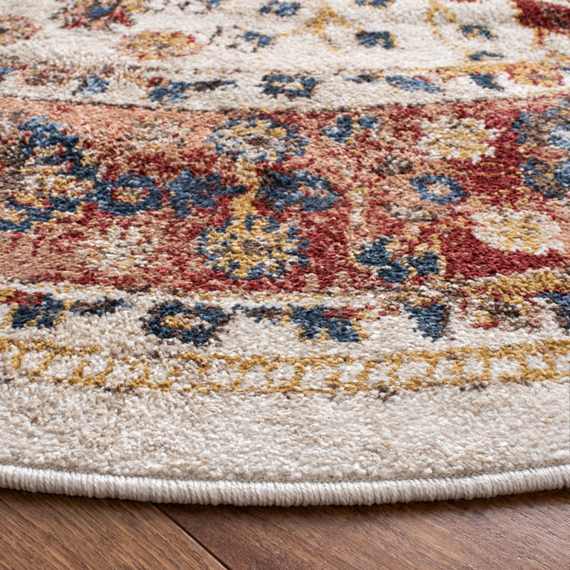 Tapis performance oriental Broomhedge Bijar, Rond 6 pi 7 po, Ivory/Rust