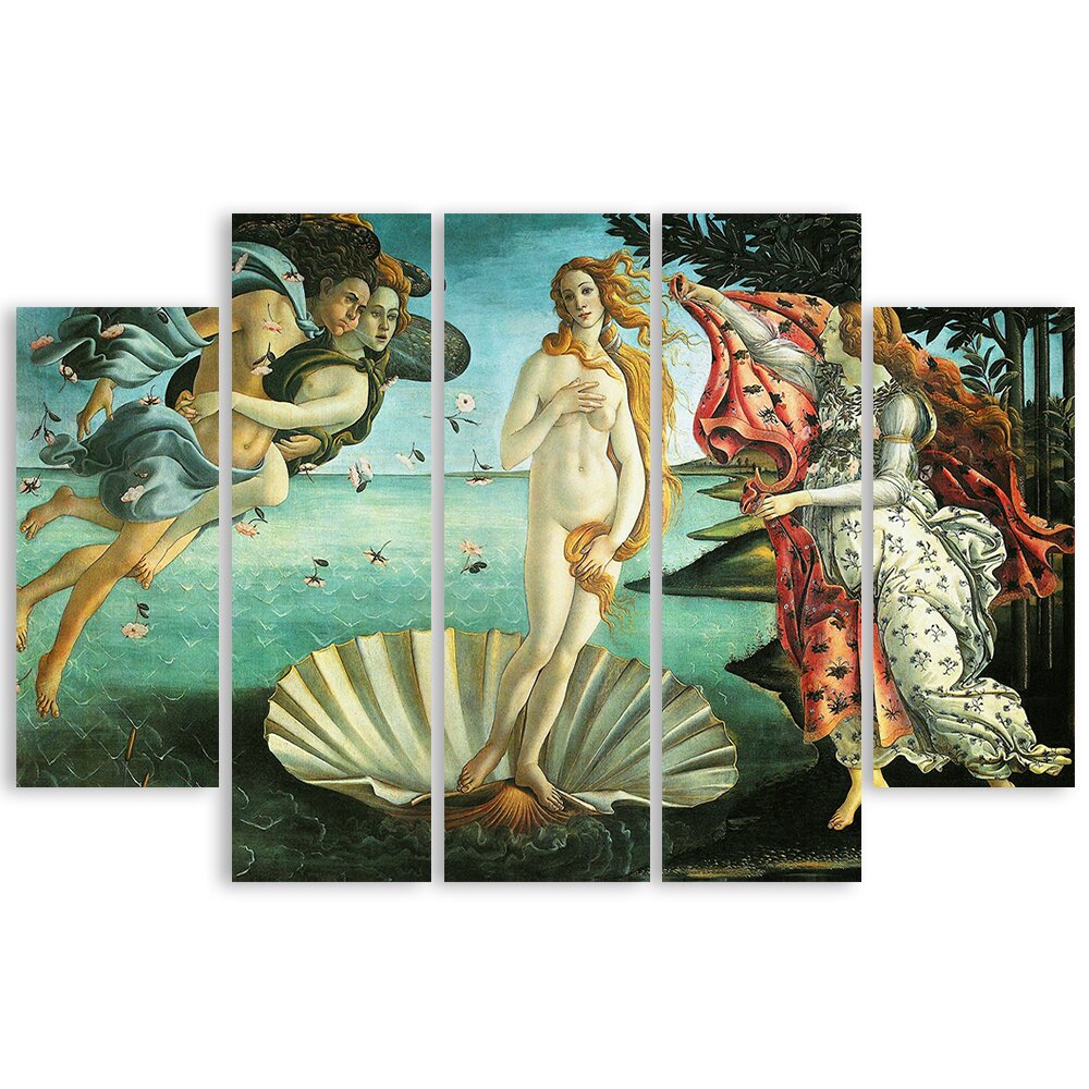 5-tlg. Leinwandbilder-Set Die Geburt der Venus von Sandro Botticelli