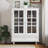 Modern Wooden Storage Sideboard Cupboard, Buffet Cabinet with Double Glass Doors and Drawer-209639432
