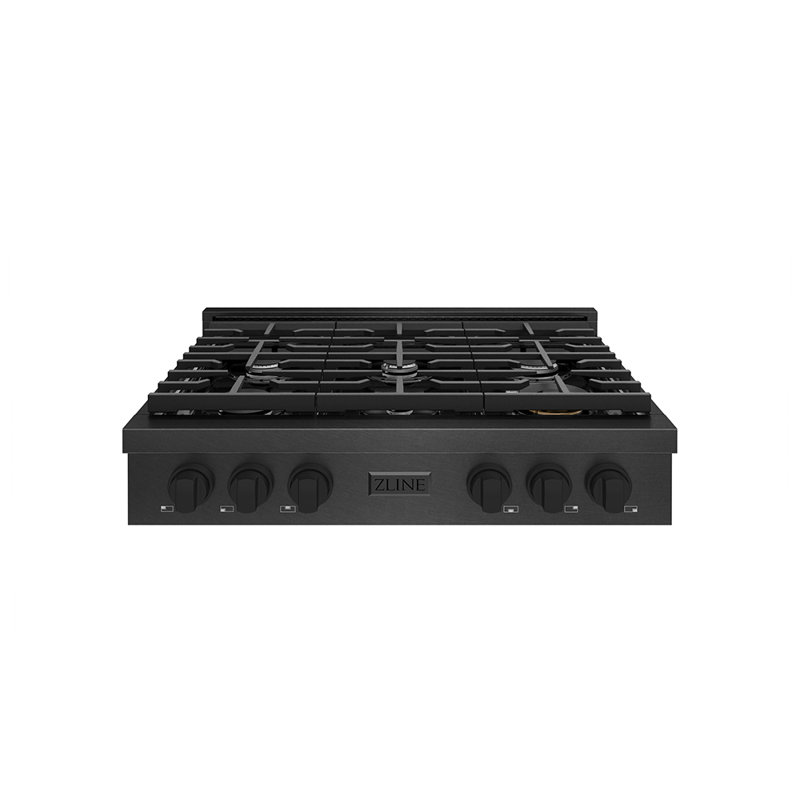 ZLINE Designer 36 in. Paramount Gas Rangetop in Black Satin Steel with Black and Bronze Accents, Black Satin