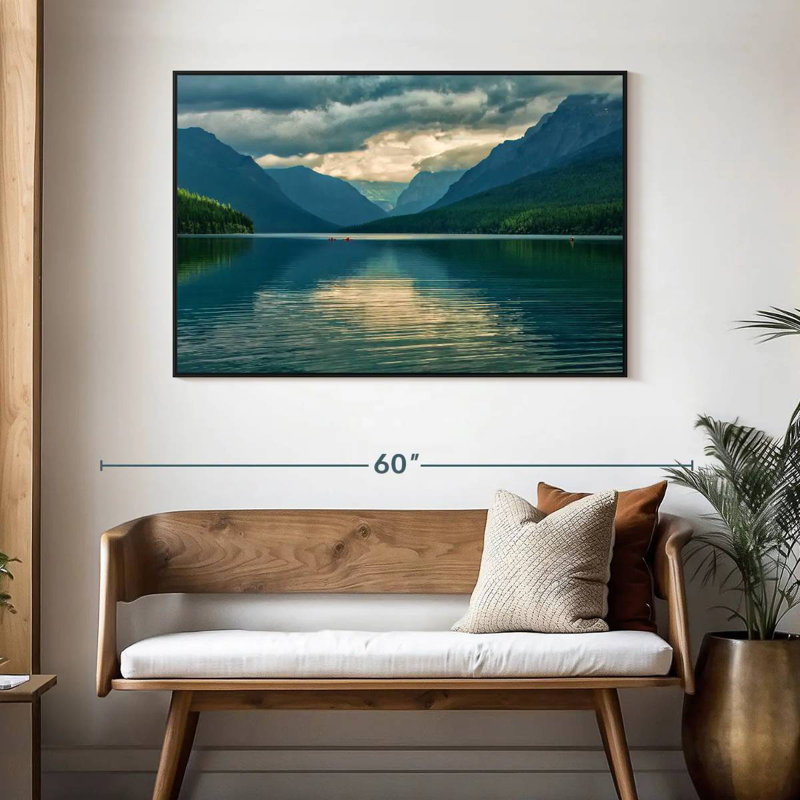 Scène du lac Glacier, 46 po x 31 po, Cadre flottant noir