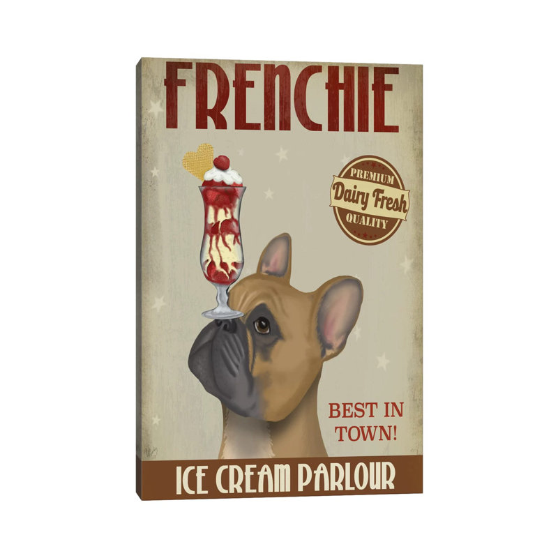 French Bulldog Ice Cream by Fab Funky - Wrapped Canvas Print, 66.04 cm H x 45.72 cm W