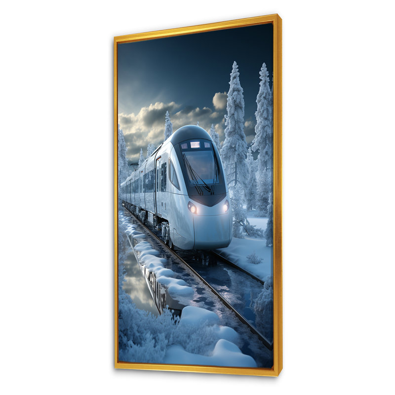 «Christmas Snow Train Journey I», H 60 po x l 28 po x P 1,5 po, Cadre flottant doré