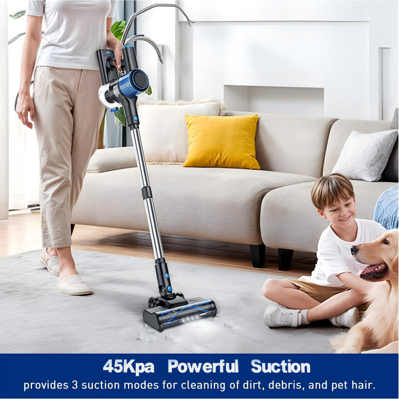 Cordless Vacuum Cleaner, 8 In 1 Powerful Suction Lightweight Vacuum Cleaner For Home, Led Display, 3 Suction Modes, 45mins Detachable Battery Vacuum For Hard Floor Carpet Pet Hair
