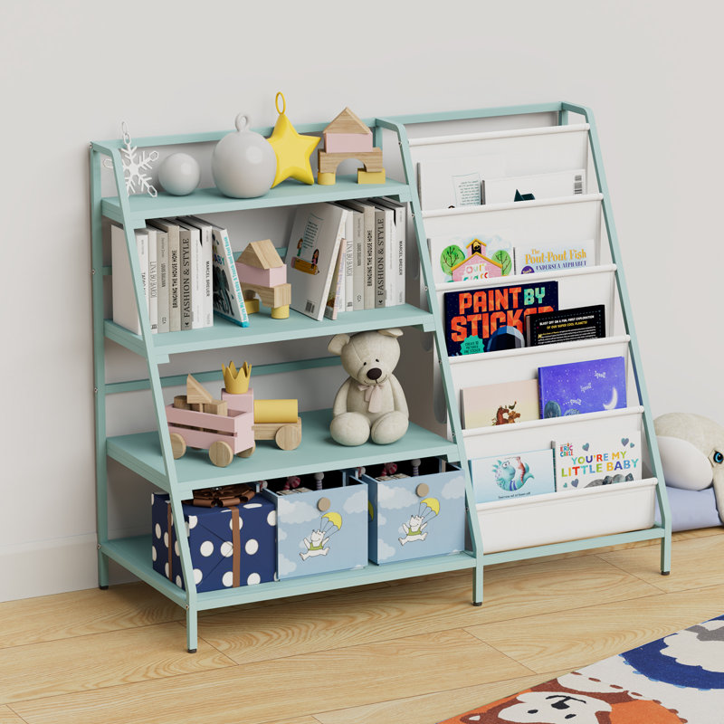 80cm H x 90cm W Metal Bookcase, Green/White
