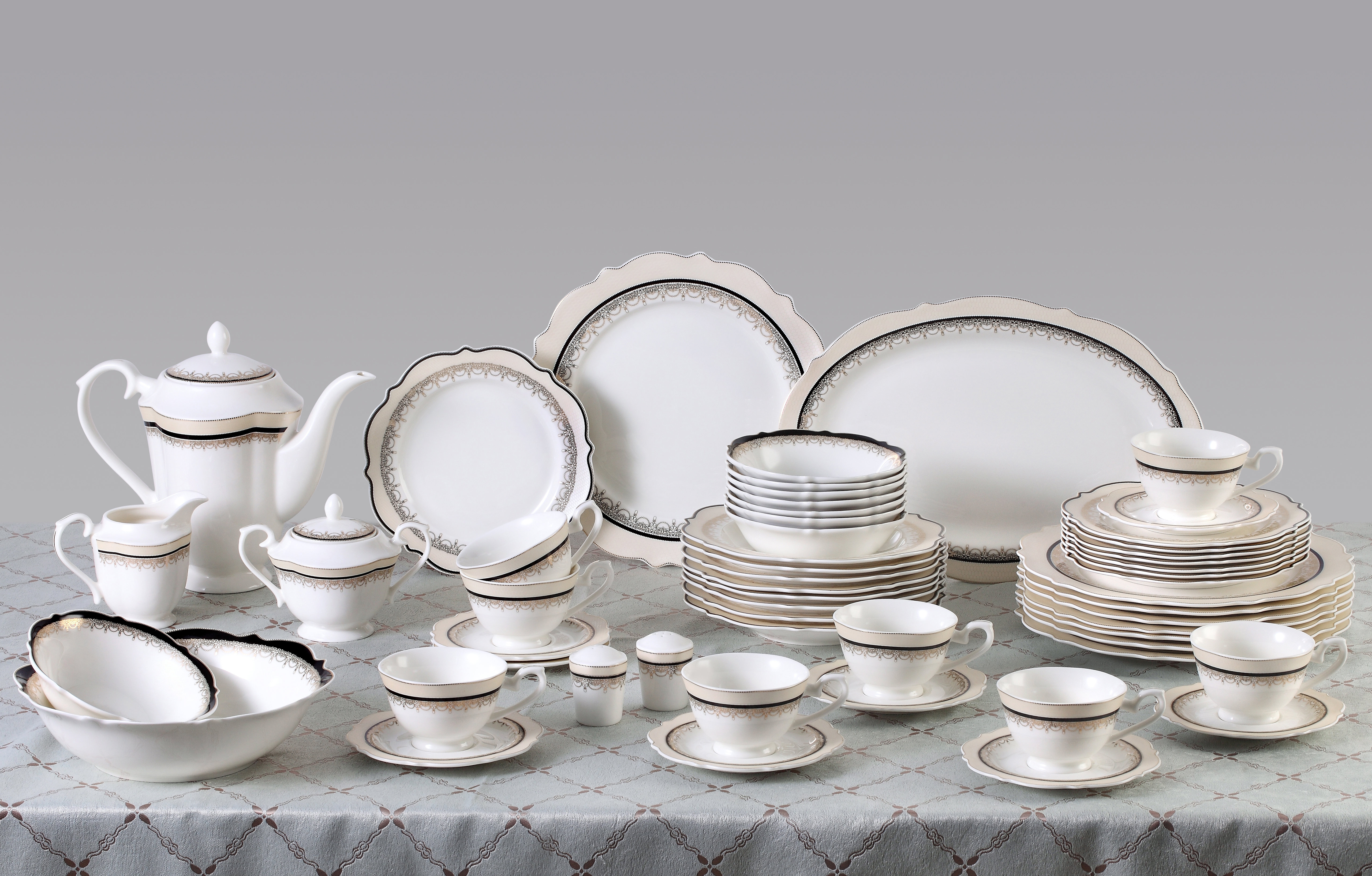 Lorren Home Trends Dalilah 54 Piece Bone China Dinnerware Set, Service for 8 & Reviews | Wayfair