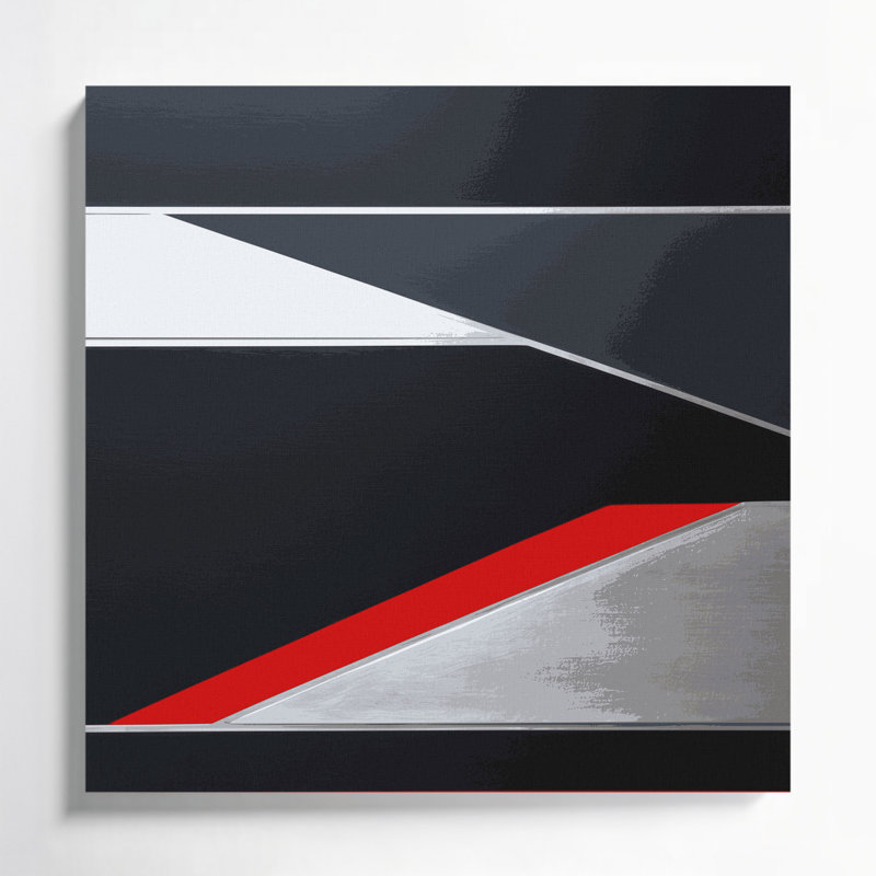 Hard Edge 94 Black Canvas Wall Art, 12" H x 12" W
