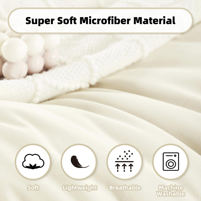 Fluffy Comforter Set 7 Pieces-Bedding Set for All Seasons Soft Comforter With Fitted Sheet, Flat Sheet, Pillow Shams, Pillowcases