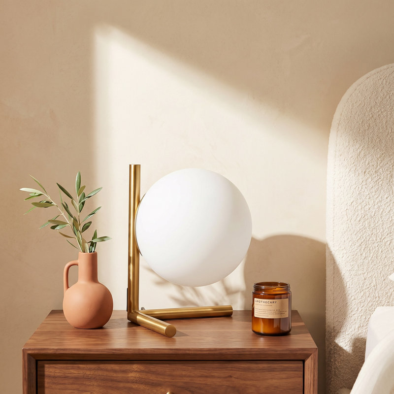 Cicily Metal Globe Lamp, Aged Brass