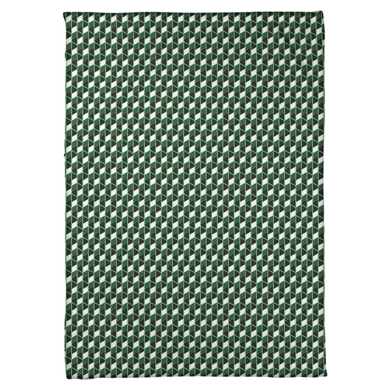 Couverture géométrique Katelyn Elizabeth, l 62,5 po x L 82,5 po, Vert / Noir