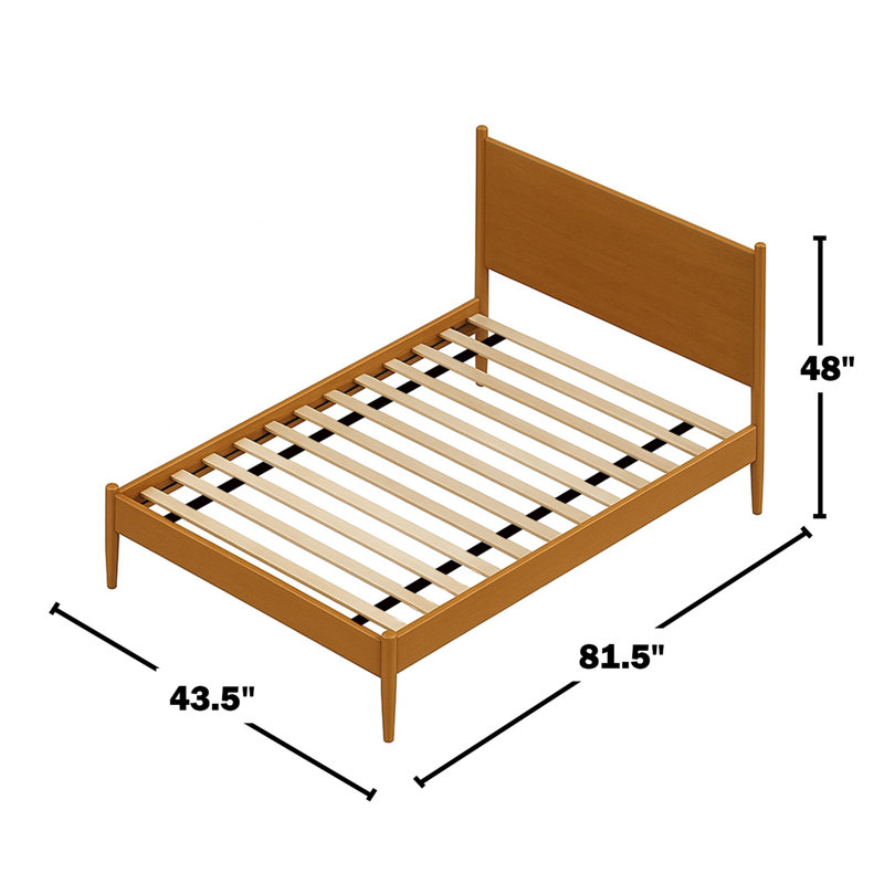 Lit plateforme Mid-Century, Simple, Chêne