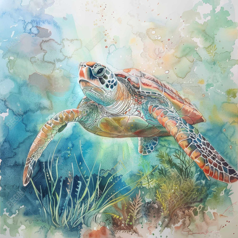 Turtle Beige Framed Canvas | Elegant Home Decor Accent