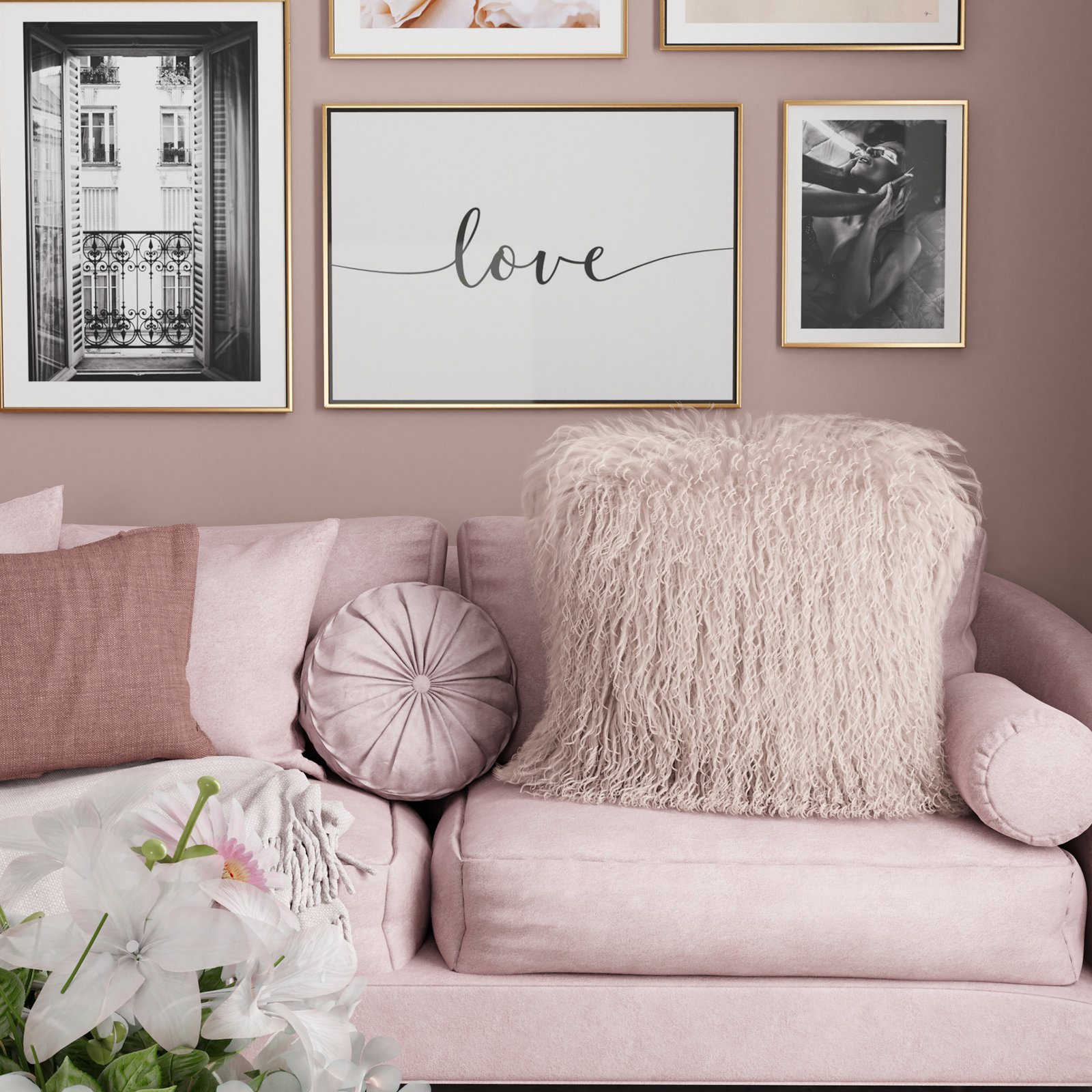 Kiefer Leather Throw Pillow, Cloud Pink