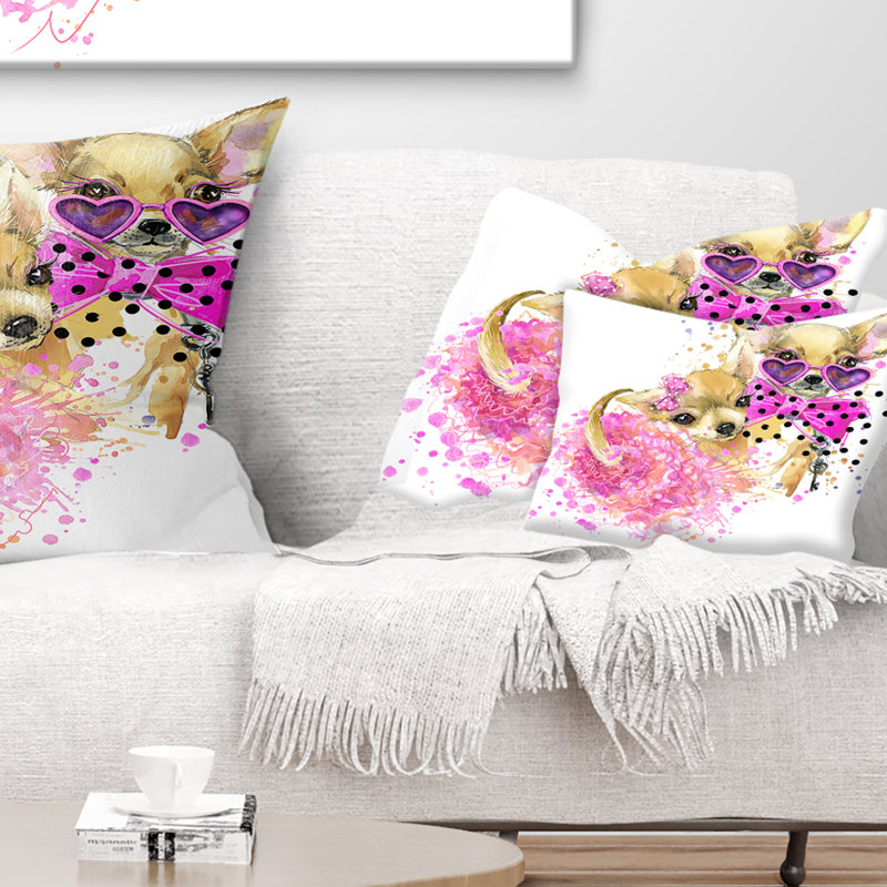 «Lovely Sweet Dog Watercolor», coussin imprimé animal