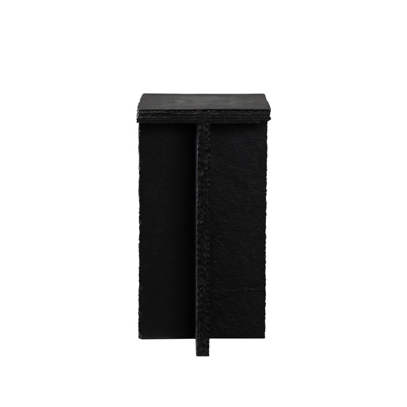 Spectre Black Slat Stone Accent Table
